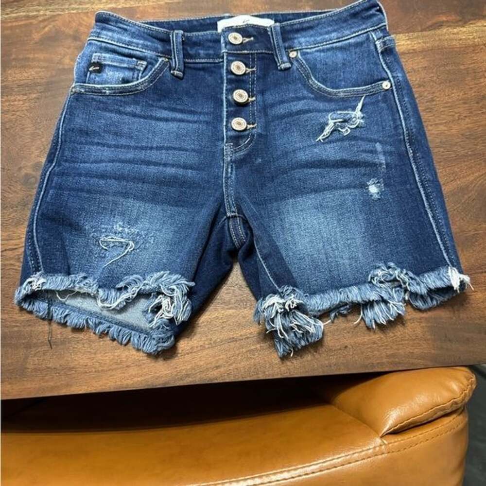 KanCan Dark Blue Distressed Jean Shorts NWOT - Size S